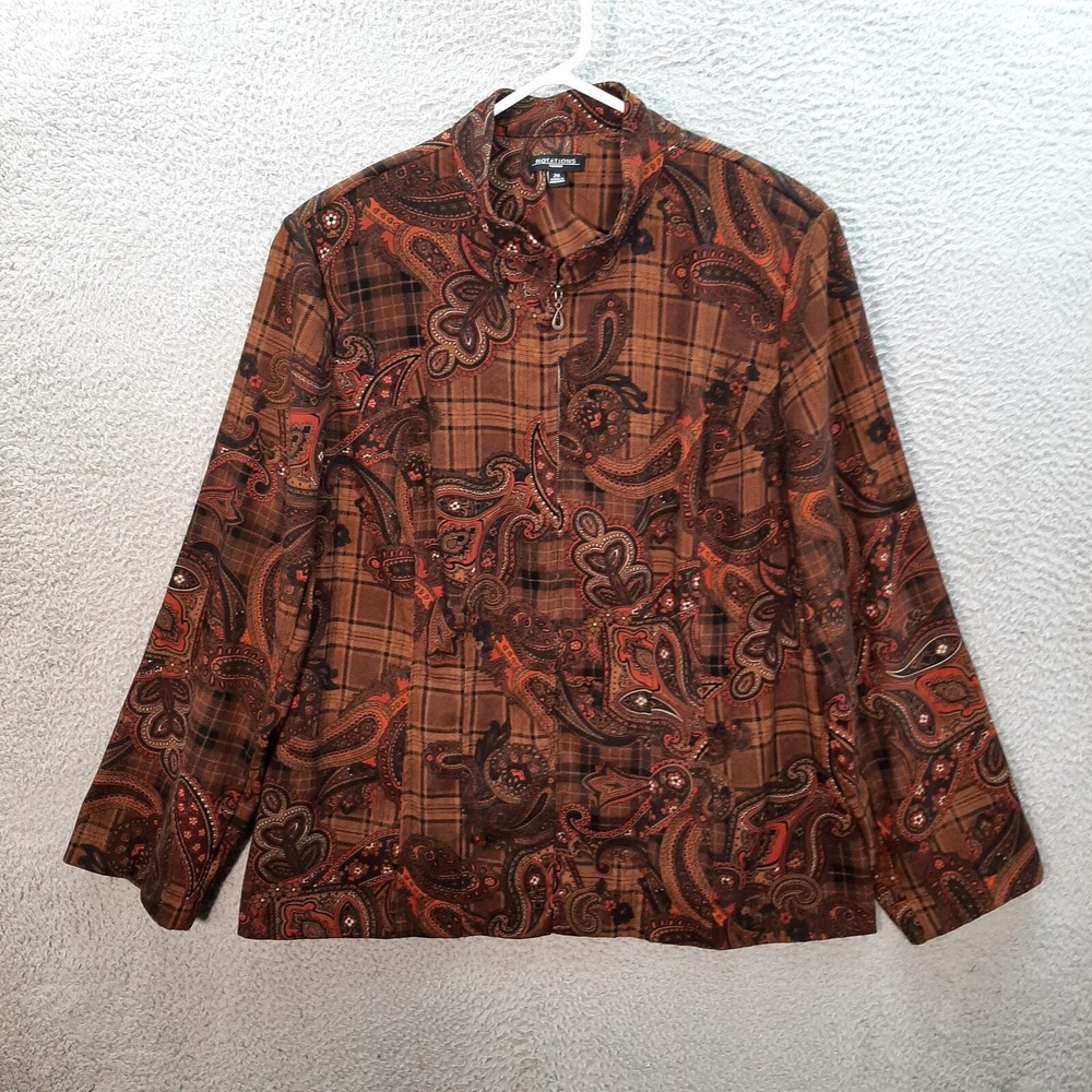 Notations Jacket Womens 2X Multicolor Paisley Boho Hippie Mature‎ Careerwear
